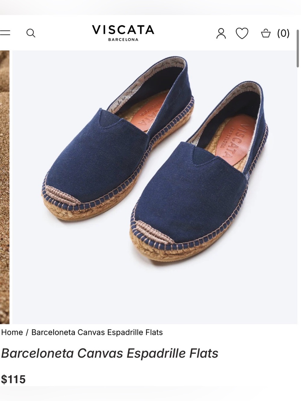 Viscata Barceloneta Navy Canvas Espadrille Flats
